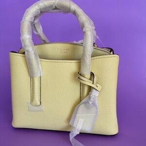 kate spade  Margaux lemon sherbet pale yellow pebbled leather satchel